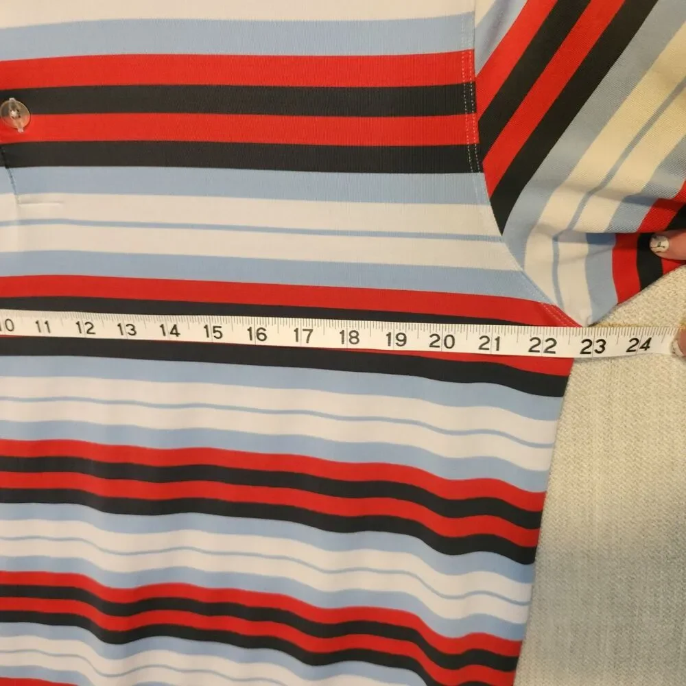 Nike Golf Tour Performance Dri Fit Striped Polo Shirt Mens Large Blue Striped